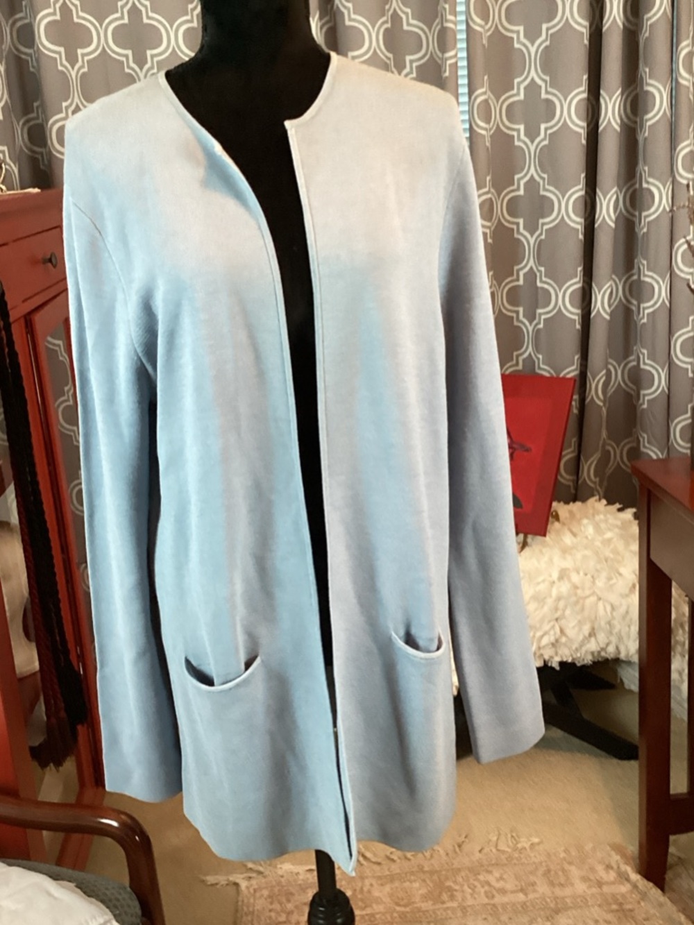 Eileen Fisher Light Blue Open-Front Cardigan